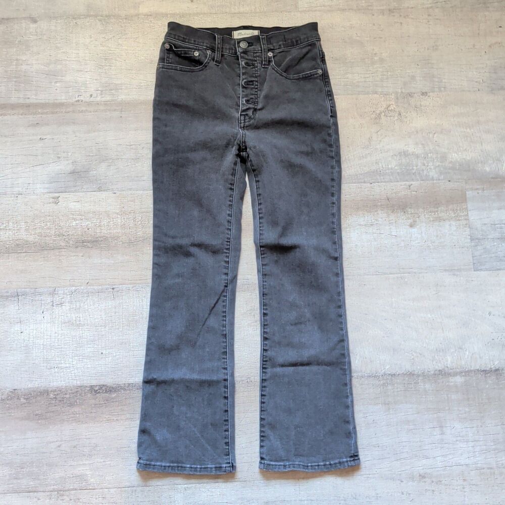 Madewell Cali Demi-Boot Jeans Women's Size 25 Button Flyer High Rise Grey EUC!